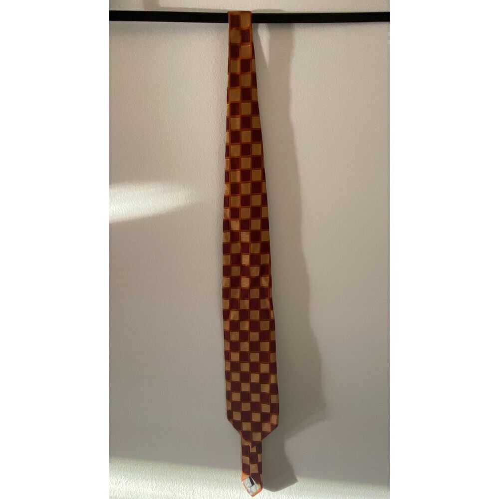 Sartori 100% Silk Red Orange Checkered Men's Tie Made in Italy